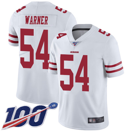 San Francisco 49ers Limited White Men #54 Fred Warner Road Jersey NFL #54 100th Season Vapor